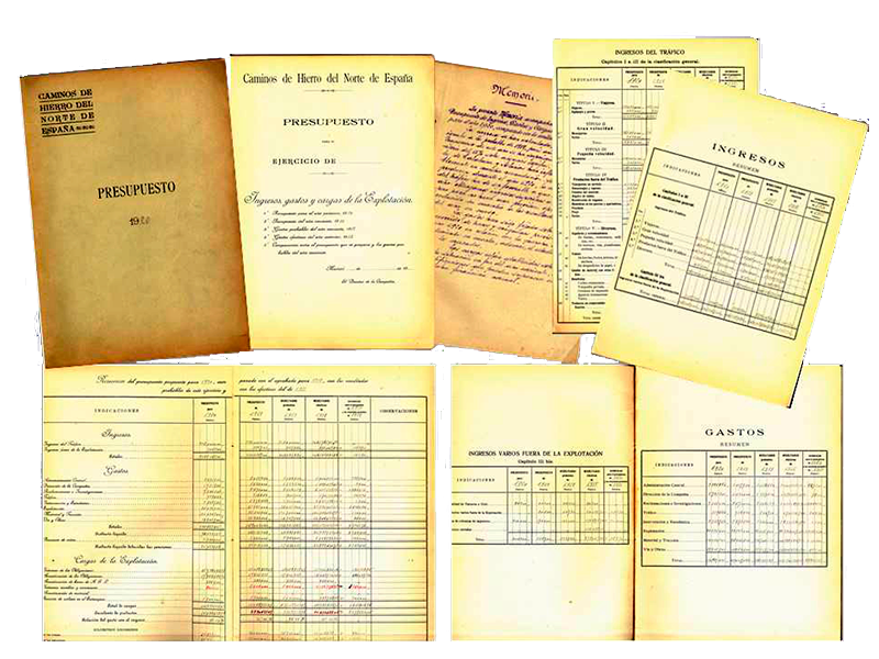 Presupuesto, memoria, cargas y pagos de la Compaa del Norte. Ao 1920. Sign. W-0043-004