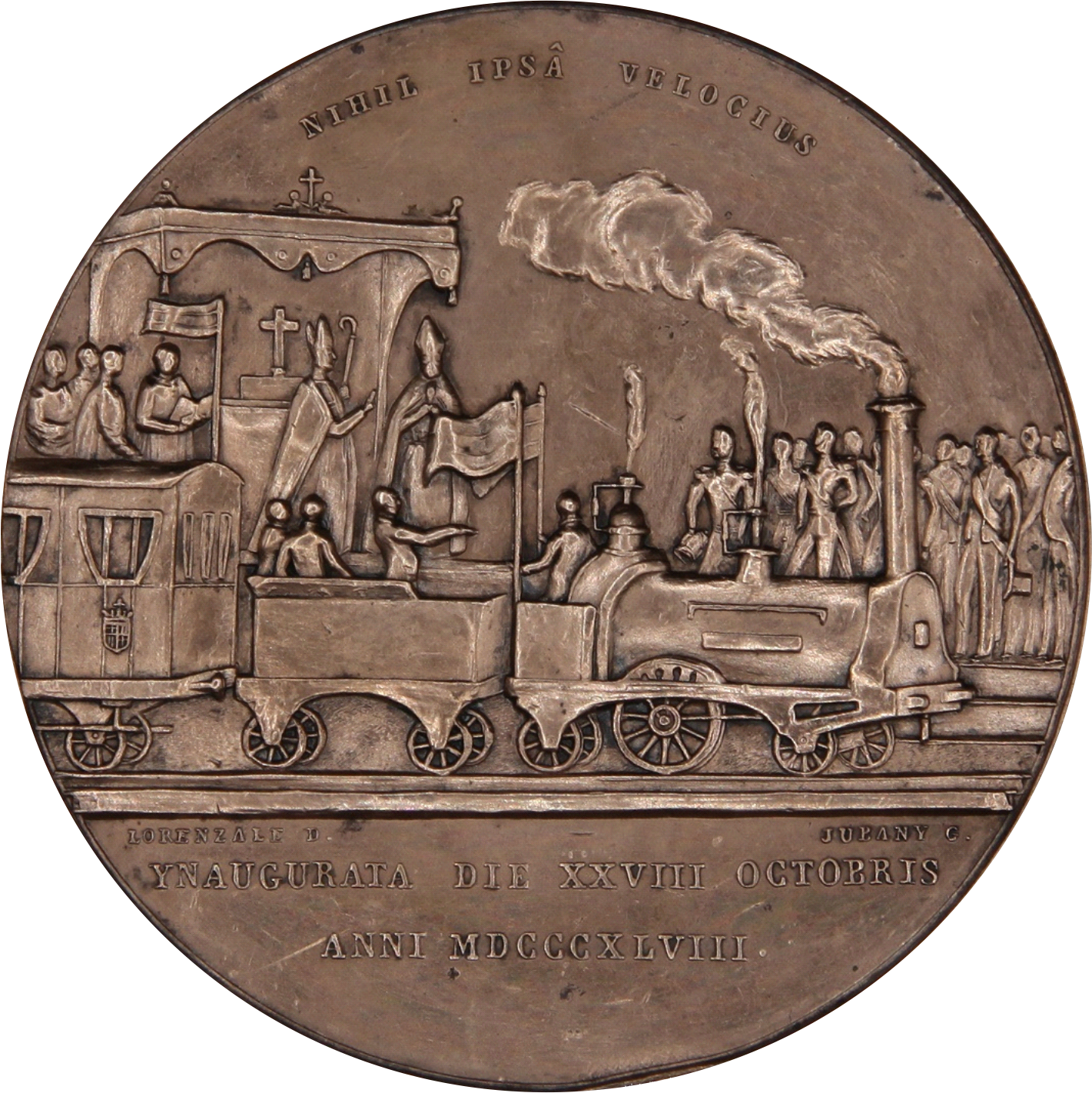 Medalla conmemorativa de la inauguracin del primer ferrocarril peninsular