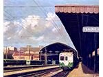 Estaci�n de Atocha. Valgom (�leo sobre lienzo, ca. 1980-1989) Medidas: 47 x 55 cm. Donaci�n: GIRE-RENFE - Pieza IG: 01231